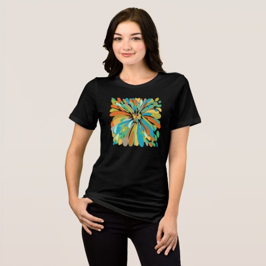 Chrysanthemum Schattige Kleurrijk Blauw Groen Sina Tri-Blend Shirt (Voorkant volledig)