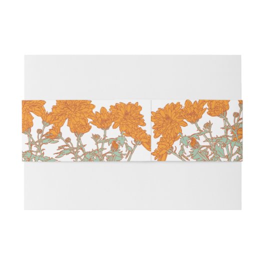 Chrysanthemum sinaasappel bloem bloemenwit bruilof uitnodigingen wikkel (Achterkant Voorbeeld)