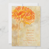 Chrysanthemum Sinaasappel Floral Wedding Kaart (Achterkant)