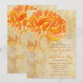 Chrysanthemum Sinaasappel Floral Wedding Kaart (Voorkant / Achterkant)
