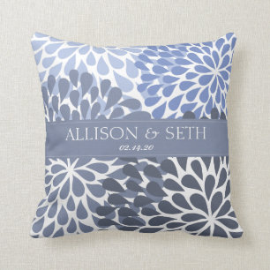Chrysanthemum (Stonewash Blauw) Trouwfeest Cadeau Kussen