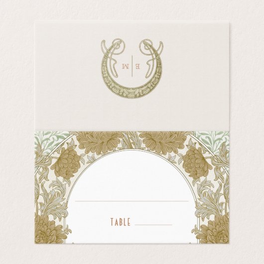 Chrysanthemum Table Name Kaarten  Art Nouveau (Buitenkant ongevouwen)