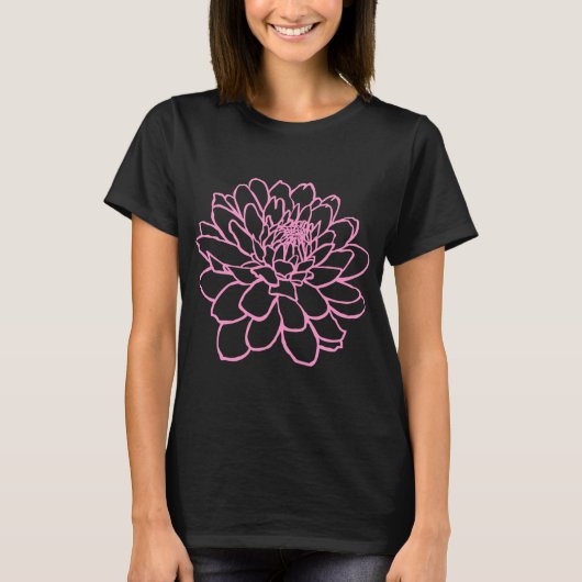 Chrysanthemum Tekening - Roze T-shirt (Voorkant)