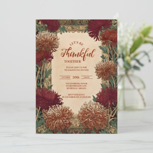  Chrysanthemum Thanksgiving Kaart (Staand voorkant)