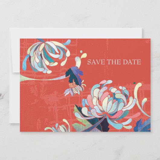 Chrysanthemum Trouwkaart Save the Date Uitnodiging (Voorkant)