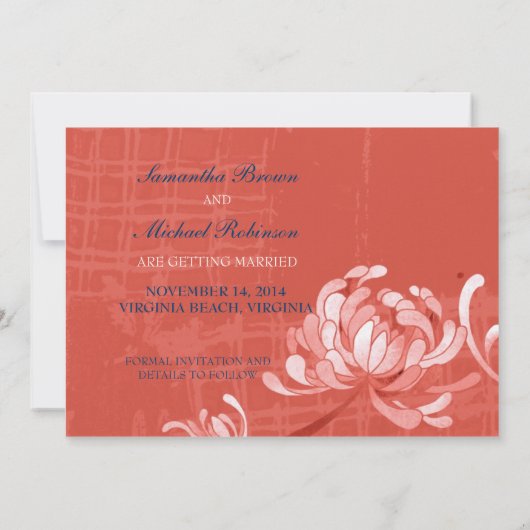 Chrysanthemum Trouwkaart Save the Date Uitnodiging (Achterkant)