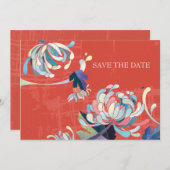 Chrysanthemum Trouwkaart Save the Date Uitnodiging (Voorkant / Achterkant)