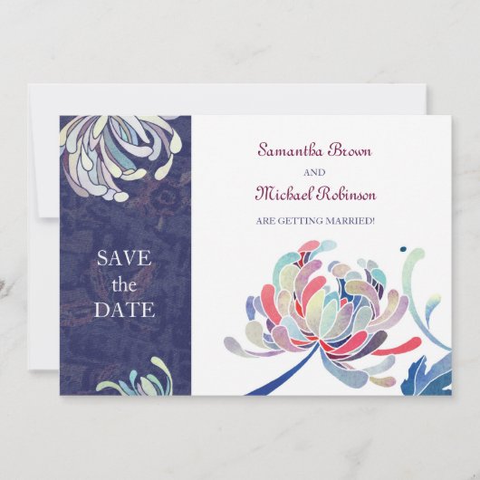 Chrysanthemum Trouwkaart Save the Date Uitnodiging (Voorkant)