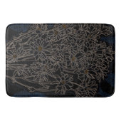 Chrysanthemum tuinbloemen zwart-oud metaal badmat (Voorkant)
