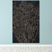 Chrysanthemum tuinbloemen zwart-oud metaal canvas afdruk (Insitu (Houten vloer))