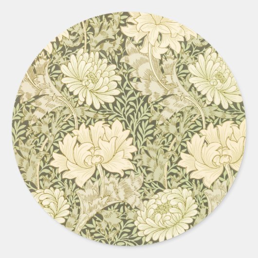 Chrysanthemum van William Morris,  kunst Ronde Sticker (Voorkant)