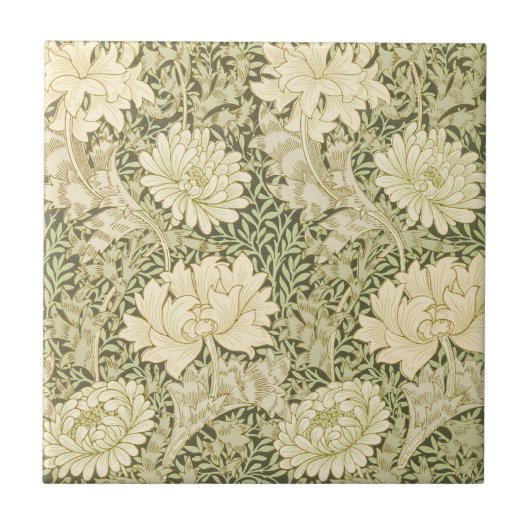 Chrysanthemum van William Morris, Vintage Kunst Tegeltje (Voorkant)