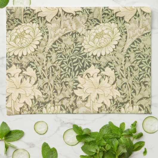 Chrysanthemum van William Morris, Vintage Kunst Theedoek (Gevouwen)