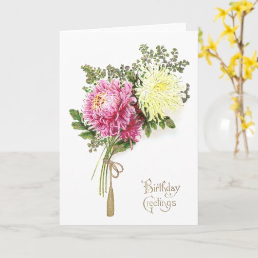 Chrysanthemum verjaardag kaart (Gele Bloem)