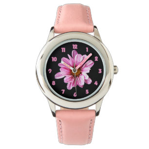 Chrysanthemum Vet Roze getallen Kinder n Horloge