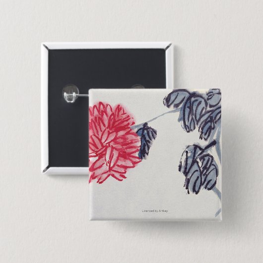 Chrysanthemum Vierkante Button 5,1 Cm (Voorkant /achterkant)