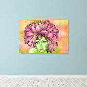 Chrysanthemum Vrouw Canvas Print (Insitu (Houten vloer))