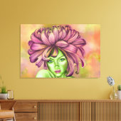 Chrysanthemum Vrouw Canvas Print (Insitu (Woonkamer))