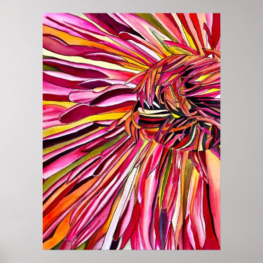Chrysanthemum watercolor kunst bloem poster (Voorkant)