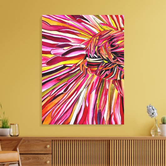 Chrysanthemum waterverf art poster canvas afdruk (Insitu (Woonkamer))