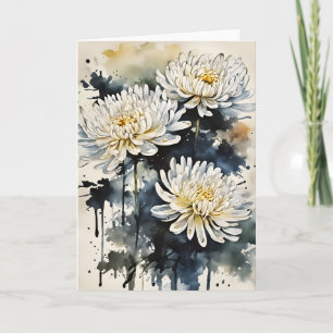 Chrysanthemum - Waterverf bloemen Kaart