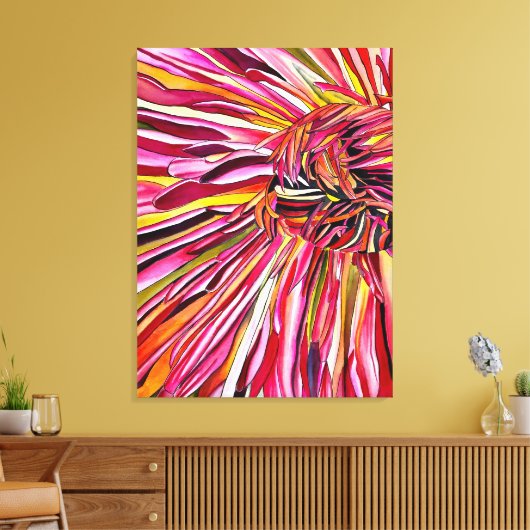 Chrysanthemum waterverf canvas afdruk (Insitu (Woonkamer))