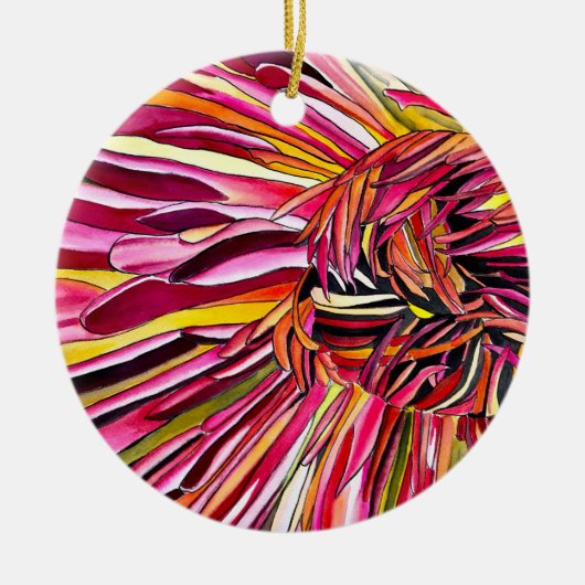 Chrysanthemum waterverf keramisch ornament (Voorkant)