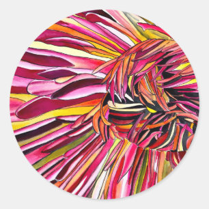 Chrysanthemum waterverf ronde sticker