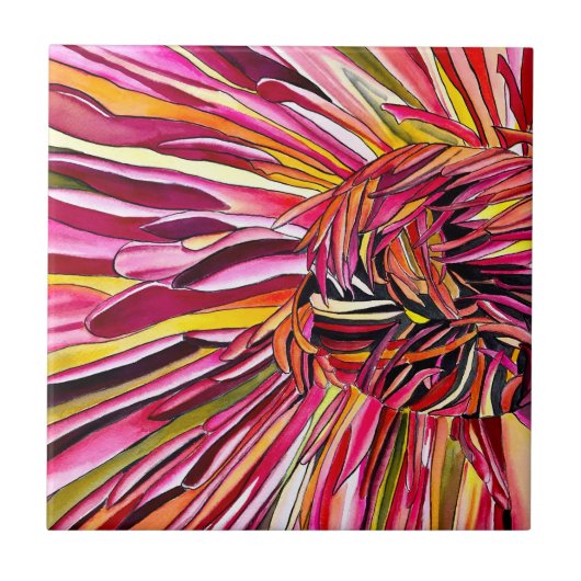 Chrysanthemum waterverf tegeltje (Voorkant)