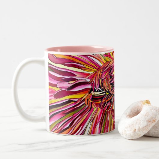 Chrysanthemum waterverf tweekleurige koffiemok (Met donut)
