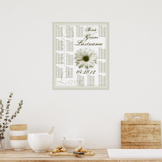 Chrysanthemum Wedding Guest Seating Chart Poster (Keuken)