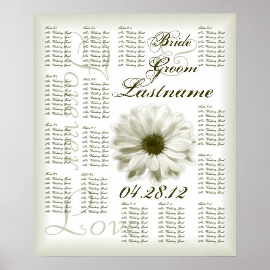 Chrysanthemum Wedding Guest Seating Chart Poster (Voorkant)