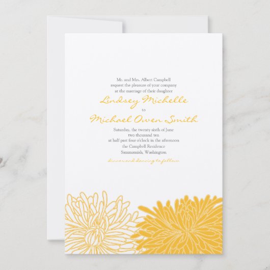 Chrysanthemum Wedding Invitation Kaart (Voorkant)