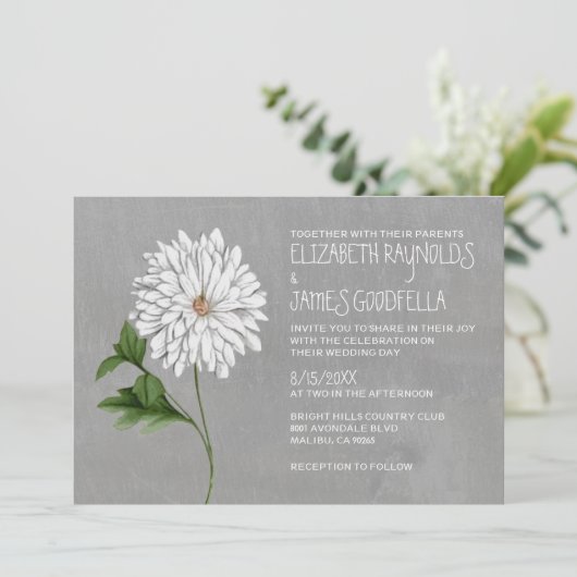 Chrysanthemum Wedding Invitations Kaart (Staand voorkant)
