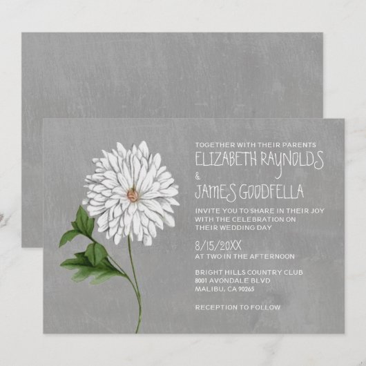 Chrysanthemum Wedding Invitations Kaart (Voorkant / Achterkant)