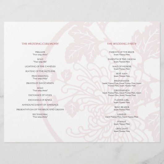 Chrysanthemum Wedding Program Flyer (Achterkant)