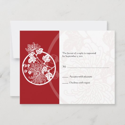 Chrysanthemum Wedding Reply Card RSVP Kaartje (Voorkant)