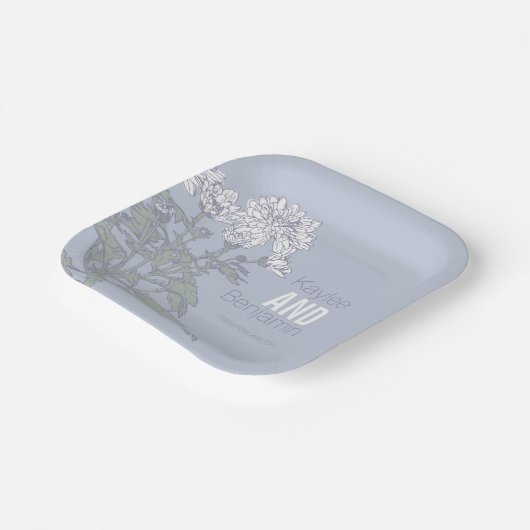 Chrysanthemum white bloemen bruiloft papier borden papieren bordje (Gebogen)