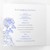 Chrysanthemum witte blauwe bloem tekening drieluik programma (Binnenzijde eerst)