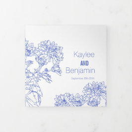 Chrysanthemum witte blauwe bloem tekening drieluik programma