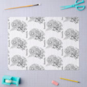 Chrysanthemum Zwarte Lijntekening met Uw Naam  Tissuepapier (Craft)