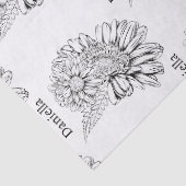 Chrysanthemum Zwarte Lijntekening met Uw Naam  Tissuepapier (Detail)