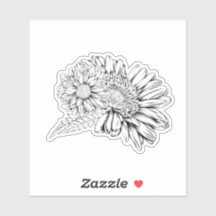 Chrysanthemum Zwarte Lijntekening