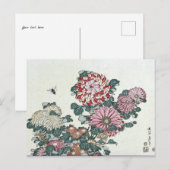 Chrysanthemums & Bee, Japanse kunst door Hokusai Briefkaart (Voorkant / Achterkant)