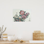 Chrysanthemums & Bee, Japanse kunst door Hokusai Poster (Keuken)