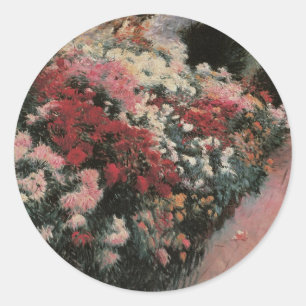 Chrysanthemums door Dennis Bunker Miller, Fijne Ku Ronde Sticker