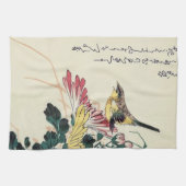 Chrysanthemums en Wren, Hiroshige, Ukiyo-e Theedoek (Horizontaal)