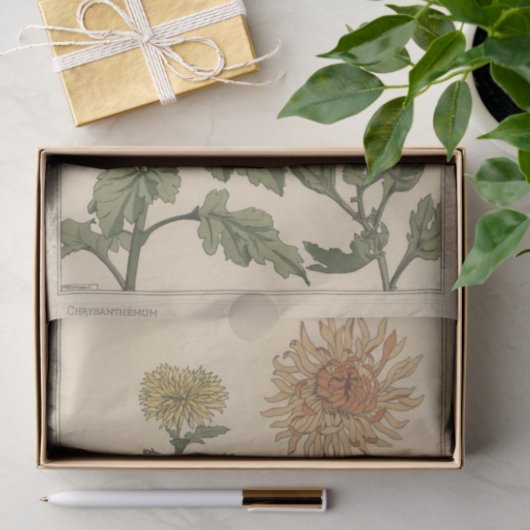 Chrysanthemums, Eugene Grasset's Botany-serie Tissuepapier (Geschenk)