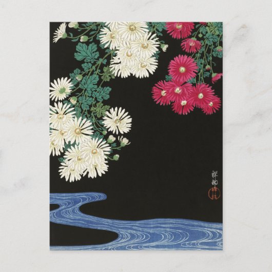 Chrysanthemums Floral Flowers, rivier de Ohara Kos Briefkaart (Voorkant)