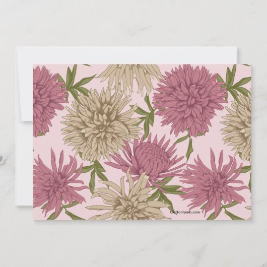 Chrysanthemums Floral Invitation Kaart (Achterkant)